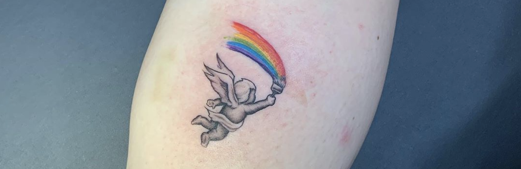 Miscarriage Tattoo - Angel Flying and Painting Rainbow